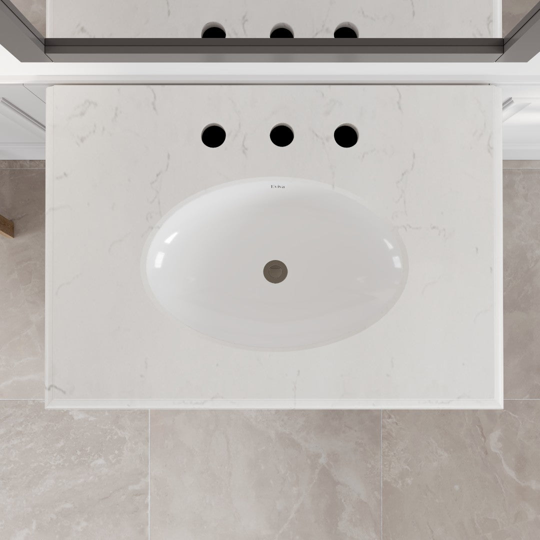 Elite Stamford 30 in. Gray Single Sink Bath Vanity with Carrara Quartz Top and Undermount Porcelain Sink