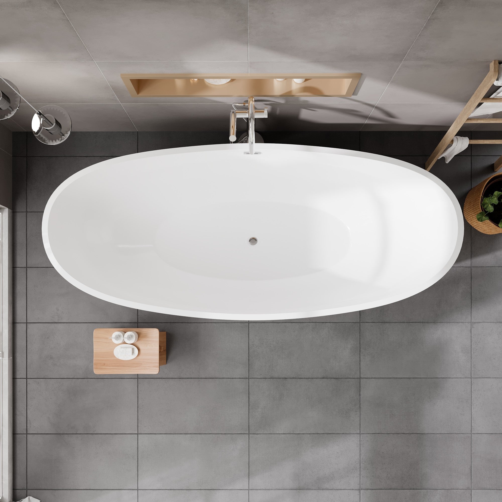 Eviva Bella 72" Glossy White Acrylic Slipper Freestanding Bathtub