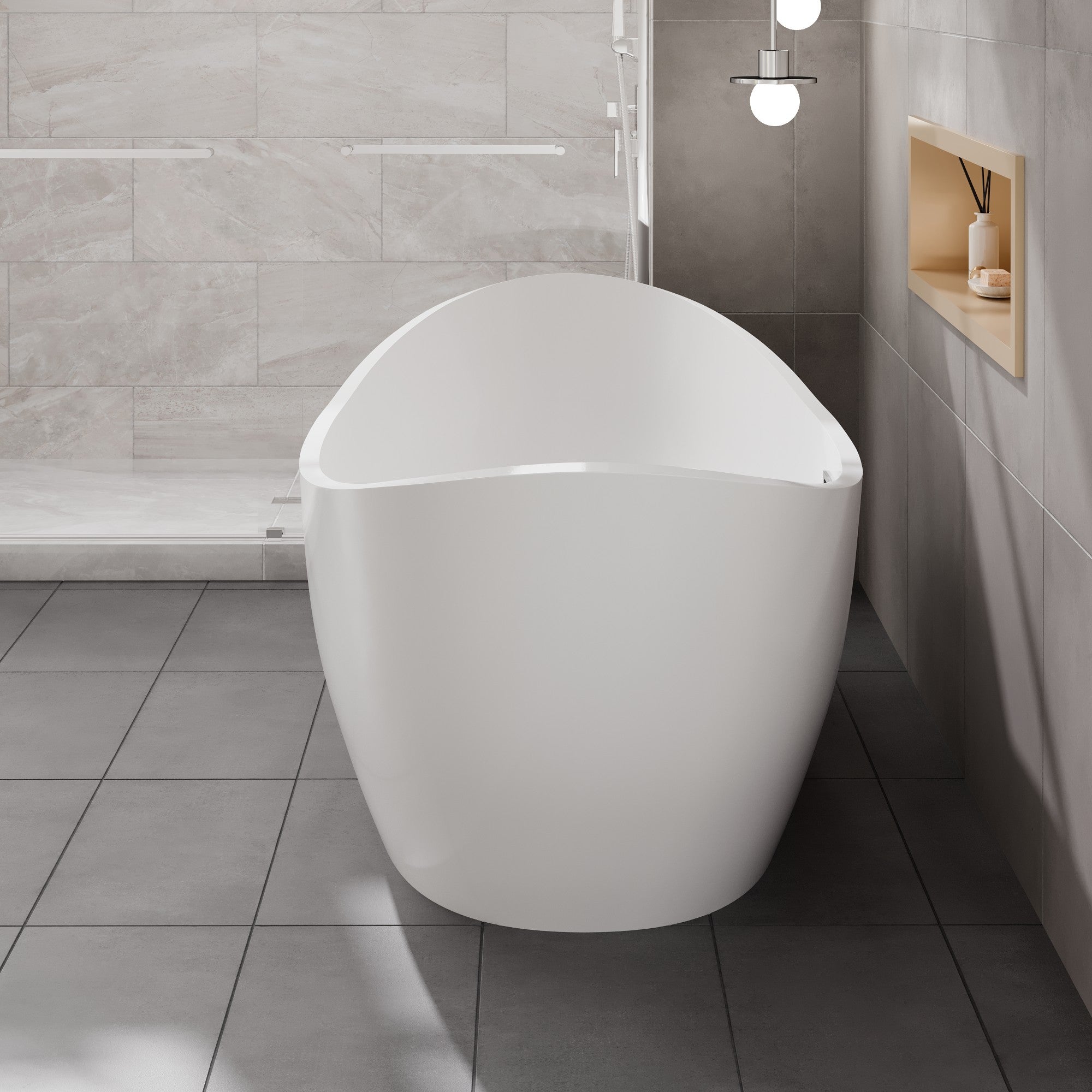 Eviva Bella 72" Glossy White Acrylic Slipper Freestanding Bathtub