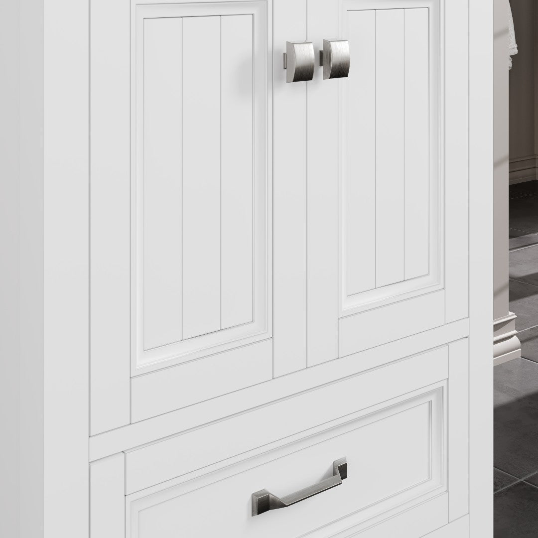 Britney 24 in. White Single Sink Bath Vanity with Carrara Quartz Top and Undermount Porcelain Sink