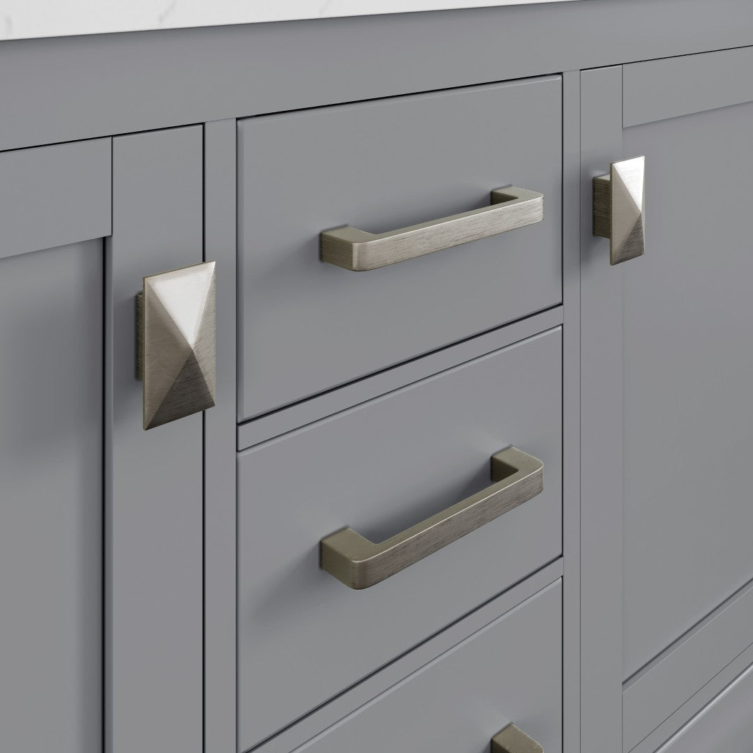 Aberdeen 48 in. Gray Double Sink Bath Vanity with Carrara Quartz Top and Undermount Porcelain Sinks - Bathroom Vanity by Eviva