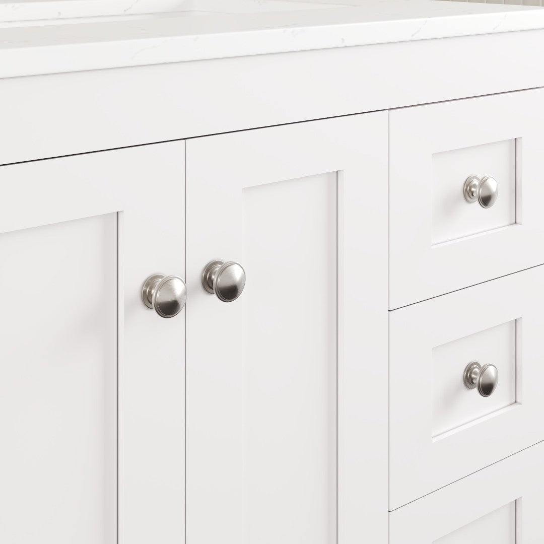 Acclaim 26 in. White Single Sink Bath Vanity with Carrara Quartz Top and Undermount Porcelain Sink