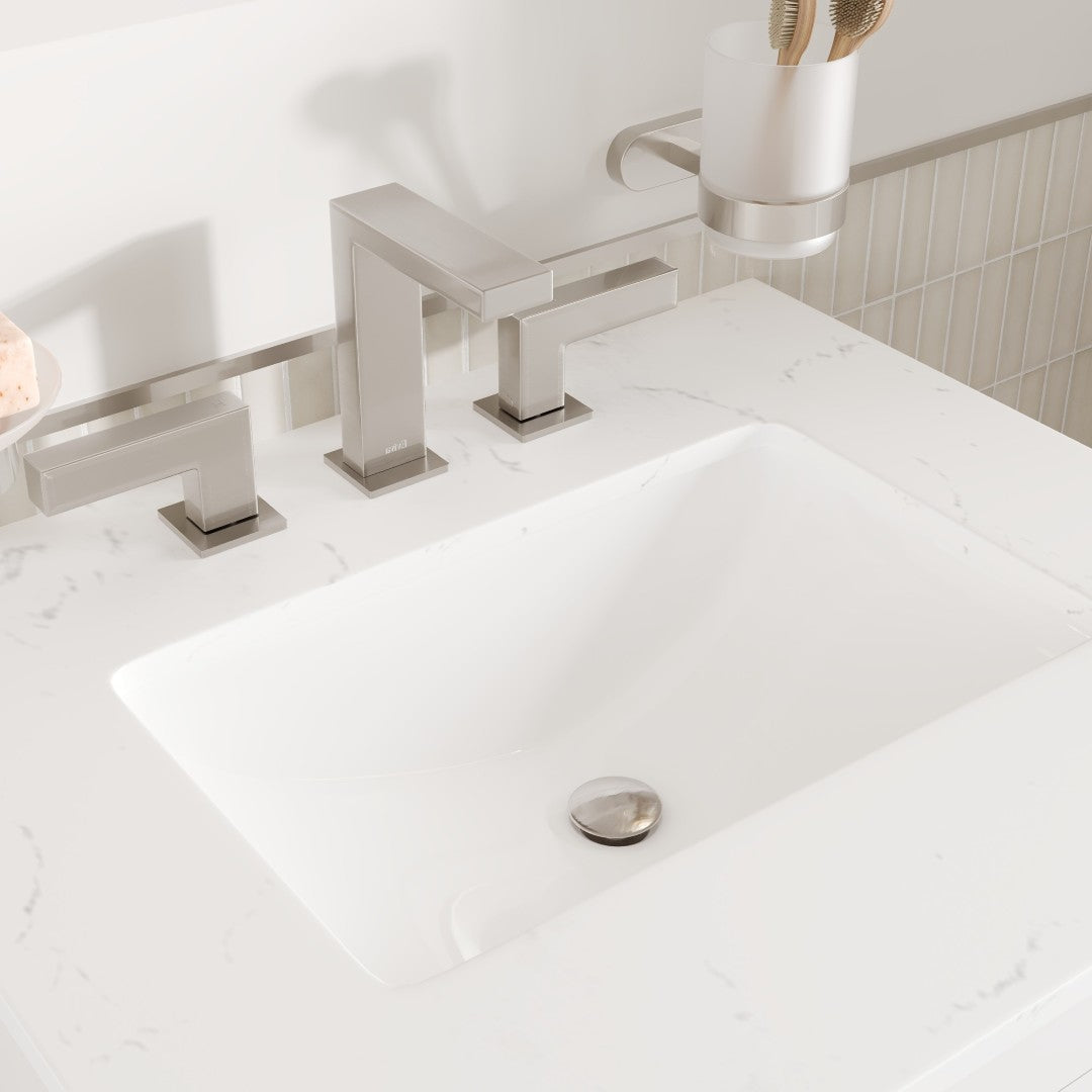 Acclaim 26 in. White Single Sink Bath Vanity with Carrara Quartz Top and Undermount Porcelain Sink