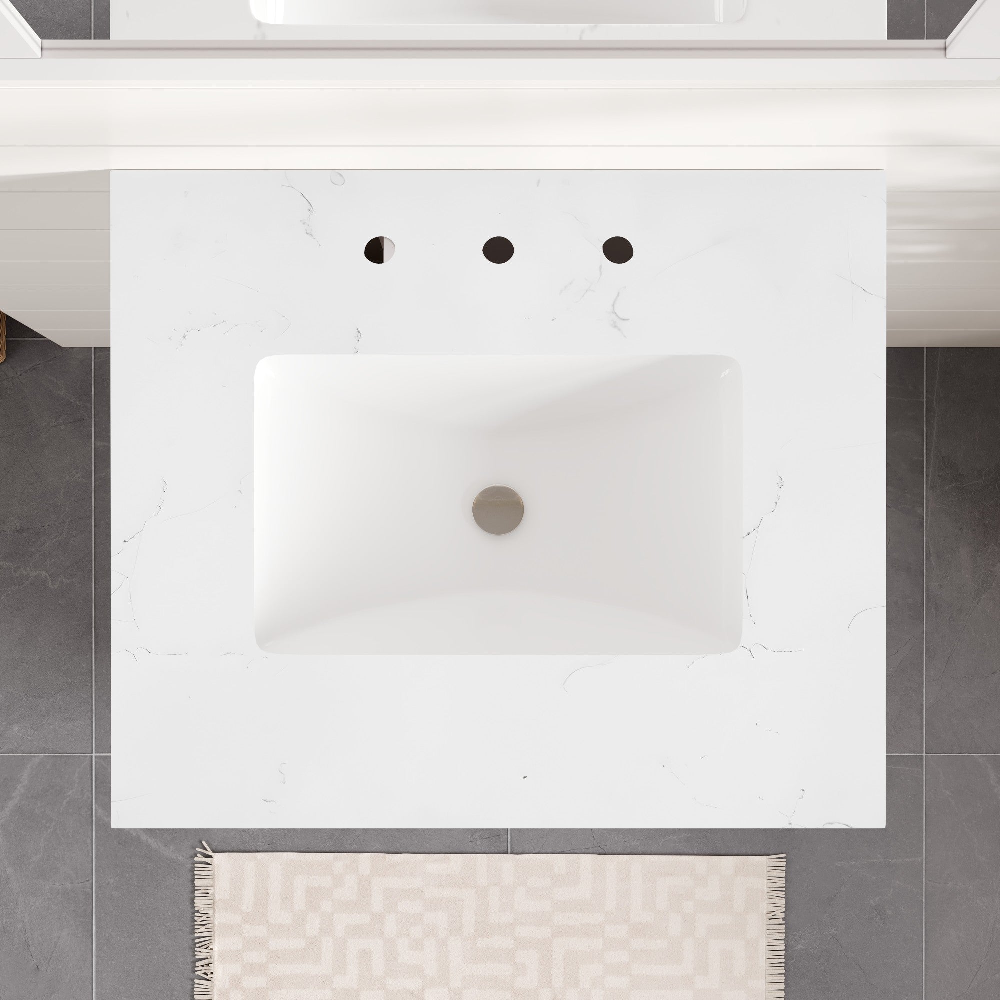 Acclaim 26 in. White Single Right Sink Bath Vanity with Carrara Quartz Top and Undermount Porcelain Sink