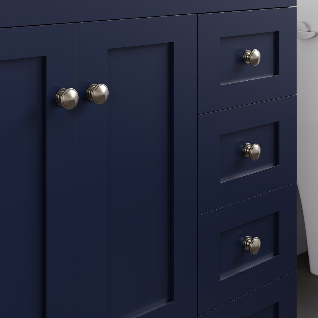 Happy 30 in. Blue Single Sink Bath Vanity with Carrara Quartz Top and Undermount Porcelain Sink