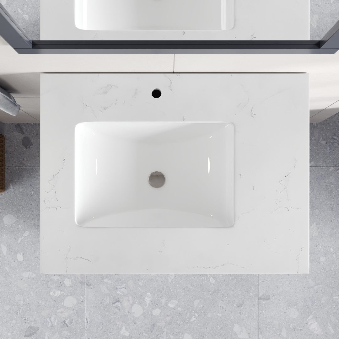 Loon 30 in. Dark Gray Single Sink Bath Vanity with Carrara Quartz Top and Undermount Porcelain Sink