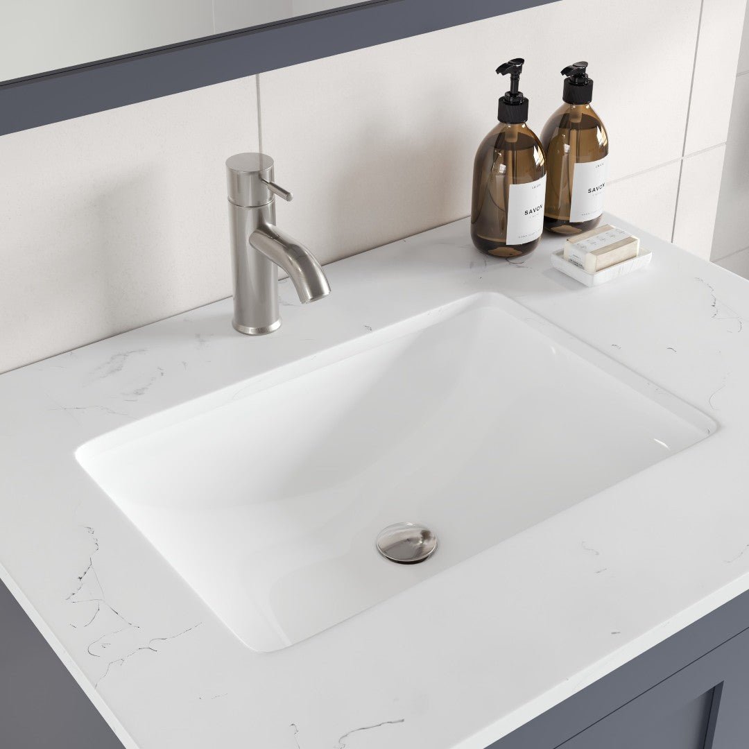 Loon 30 in. Dark Gray Single Sink Bath Vanity with Carrara Quartz Top and Undermount Porcelain Sink - Bathroom Vanity by Eviva