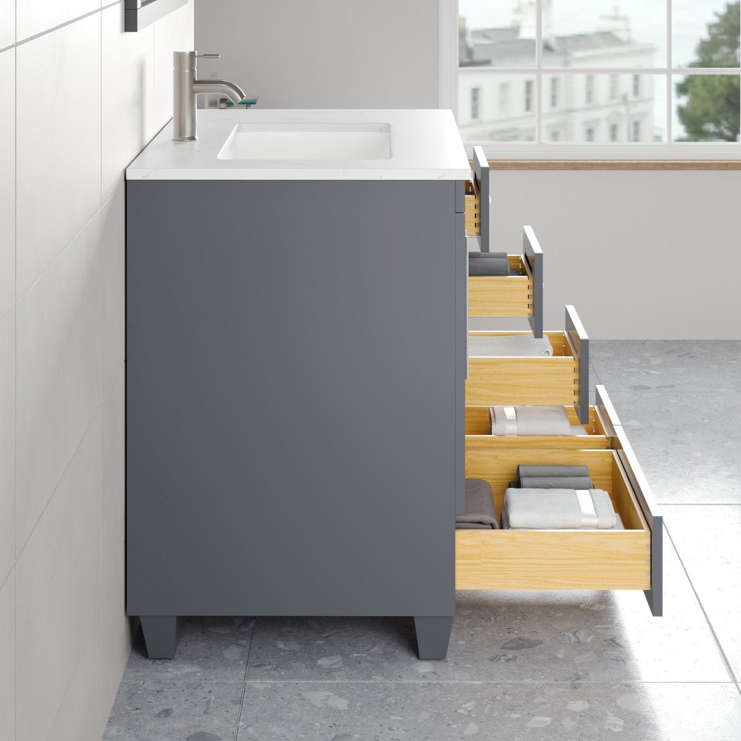 Loon 30 in. Dark Gray Single Sink Bath Vanity with Carrara Quartz Top and Undermount Porcelain Sink - Bathroom Vanity by Eviva