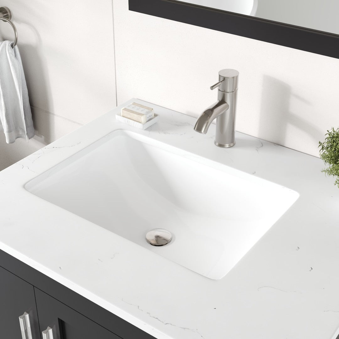 Loon 28 in. Espresso Single Sink Bath Vanity with Carrara Quartz Top and Undermount Porcelain Sink