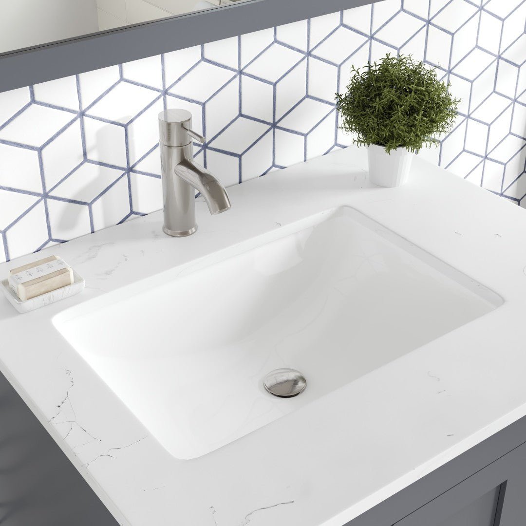 Loon 28 in. Dark Gray Single Sink Bath Vanity with Carrara Quartz Top and Undermount Porcelain Sink - Bathroom Vanity by Eviva