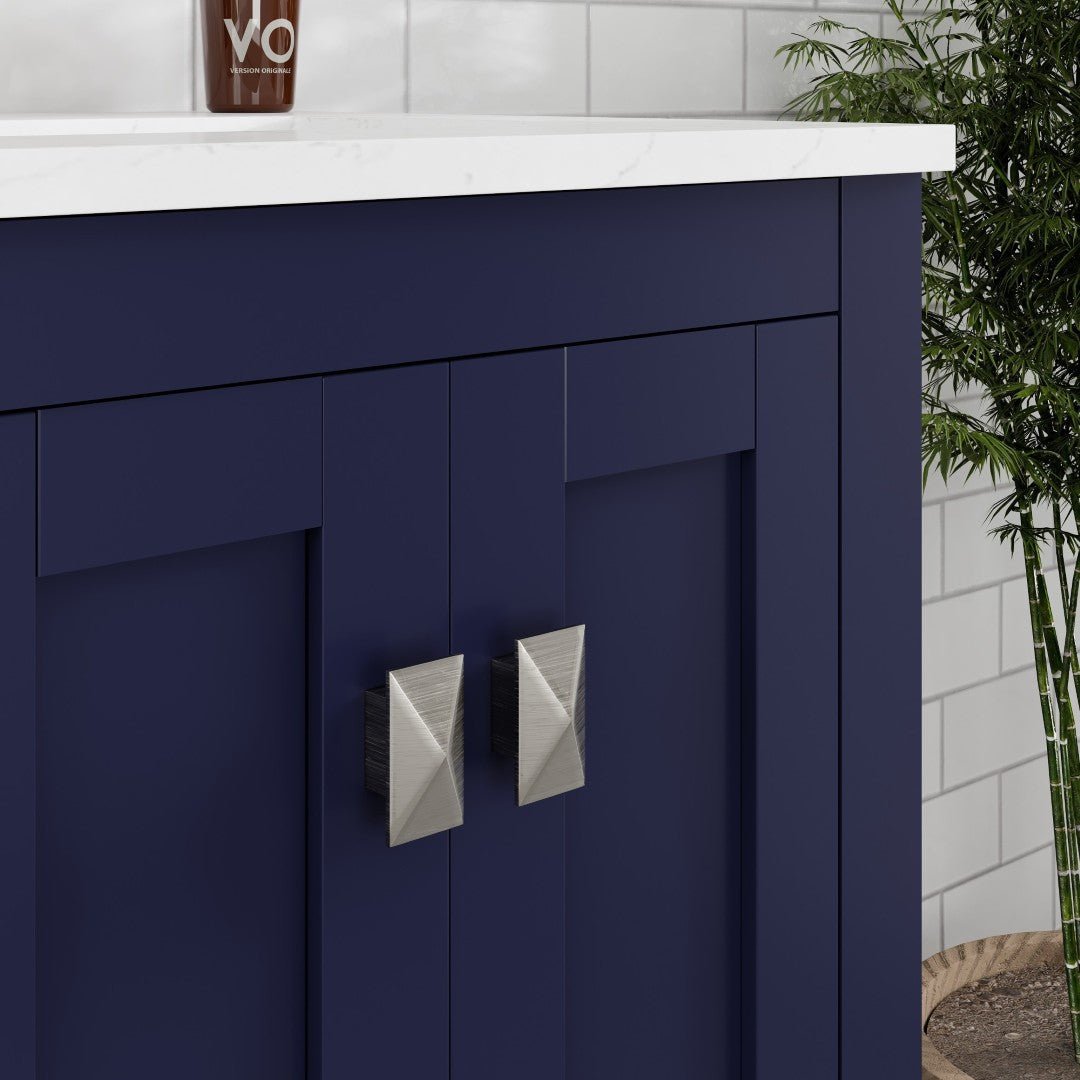 London 20 in. Blue Single Sink Bath Vanity with Carrara Quartz Top and Undermount Porcelain Sink - Bathroom Vanity by Eviva