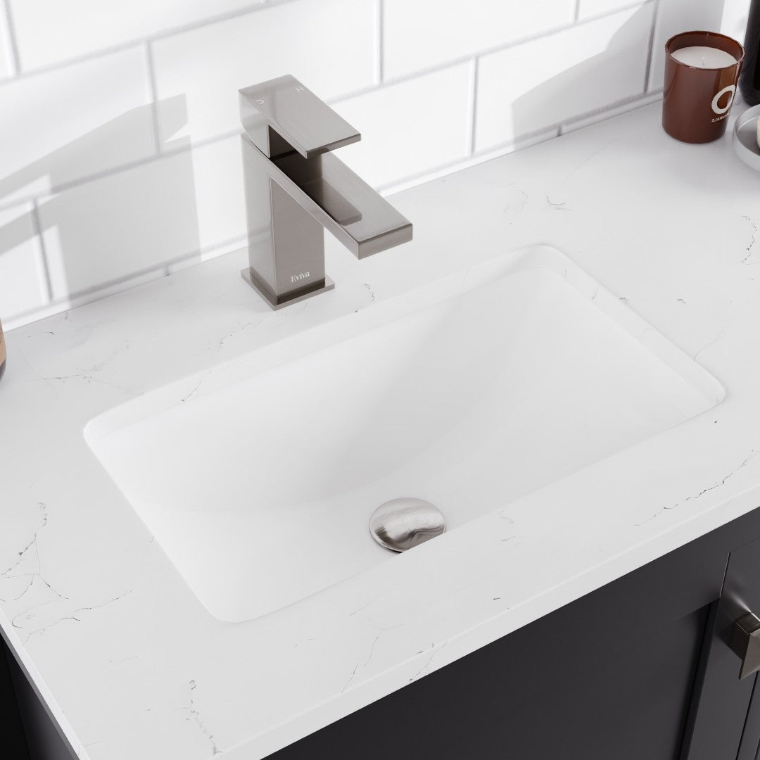 London 54 in. Espresso Double Sink Bath Vanity with Carrara Quartz Top and Undermount Porcelain Sinks