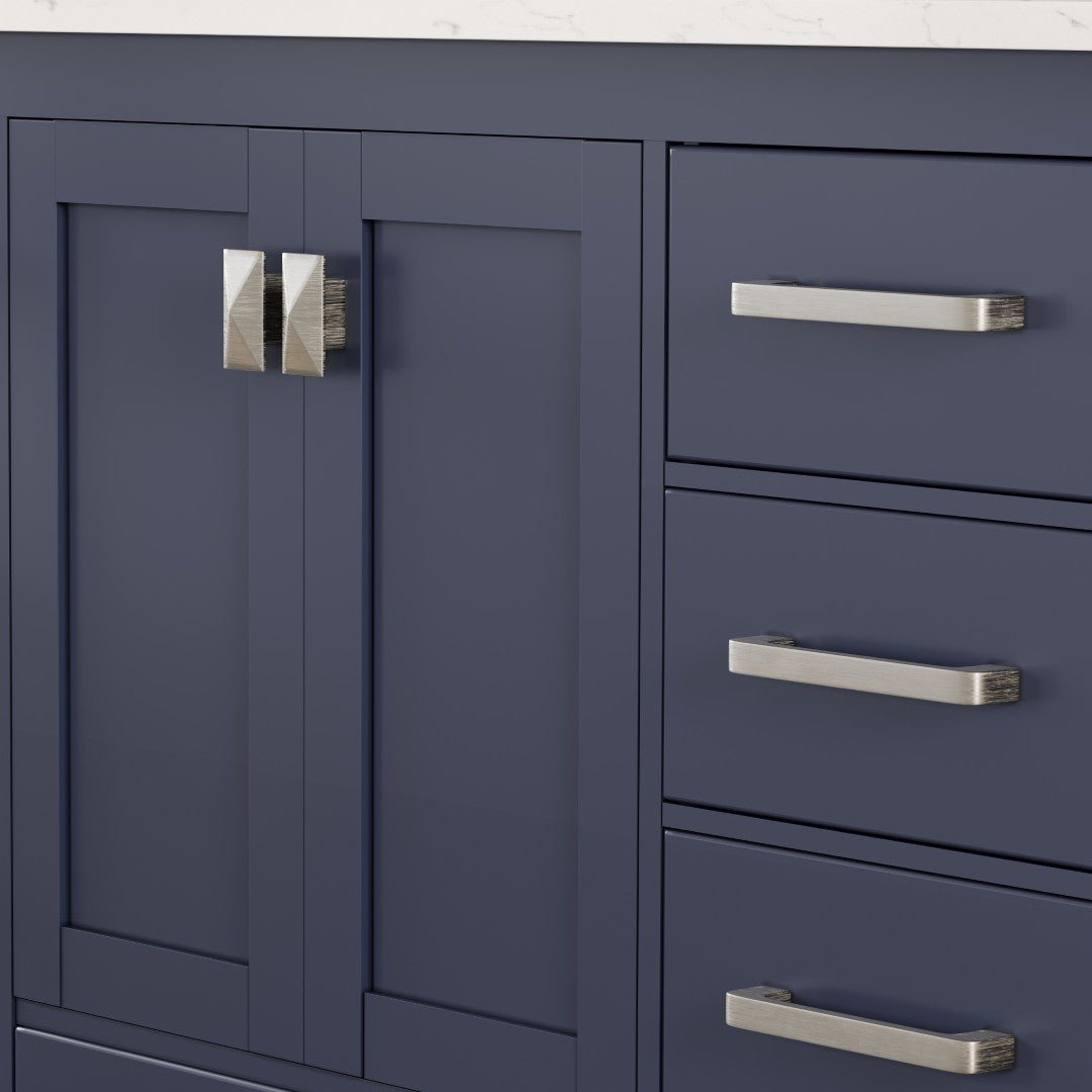Aberdeen 42 in. Blue Single Sink Bath Vanity with Carrara Quartz Top and Undermount Porcelain Sink - Bathroom Vanity by Eviva