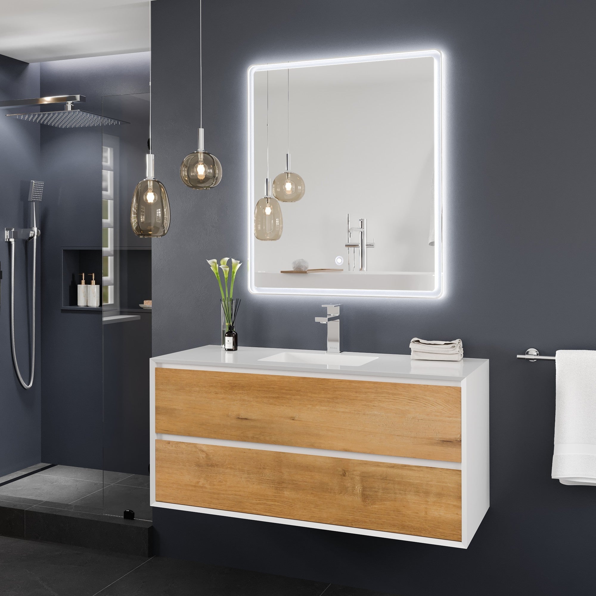 Eviva Velari 36" x 42" Rectangular Frameless Mirror