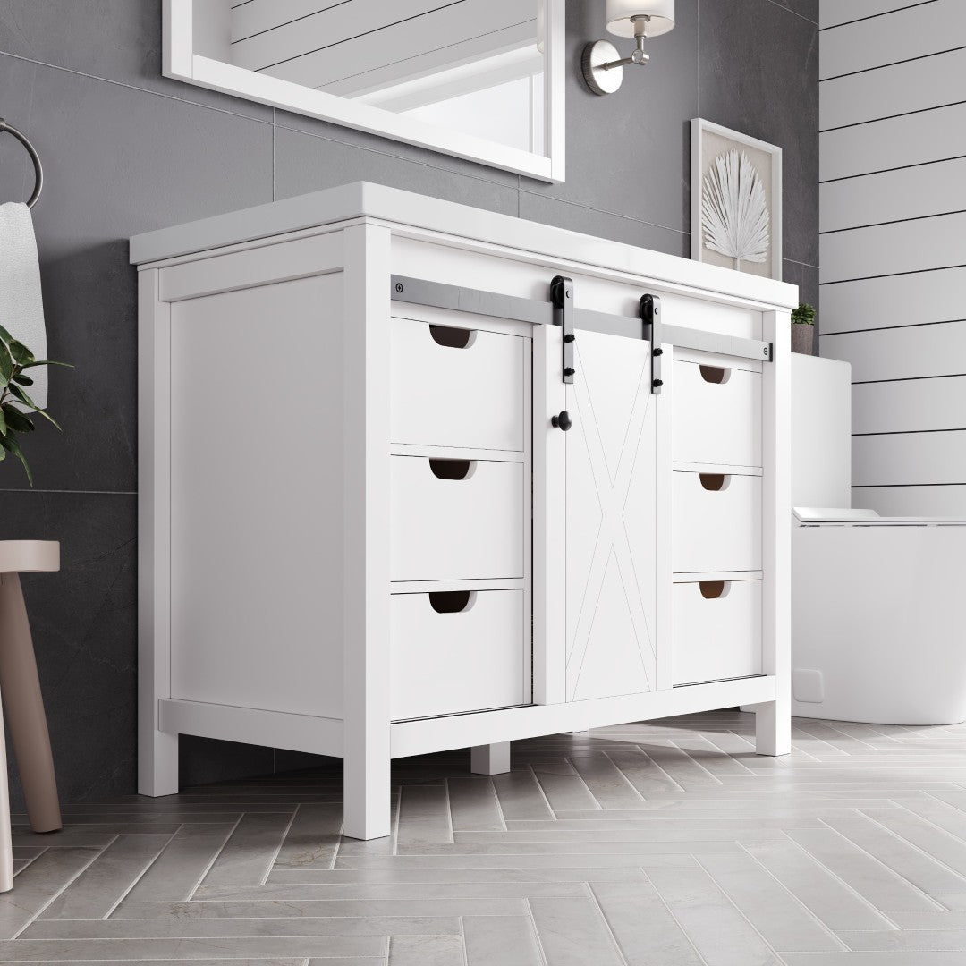 Dallas 42 in. White Single Sink Bath Vanity with Quartz Top and Undermount Porcelain Sink