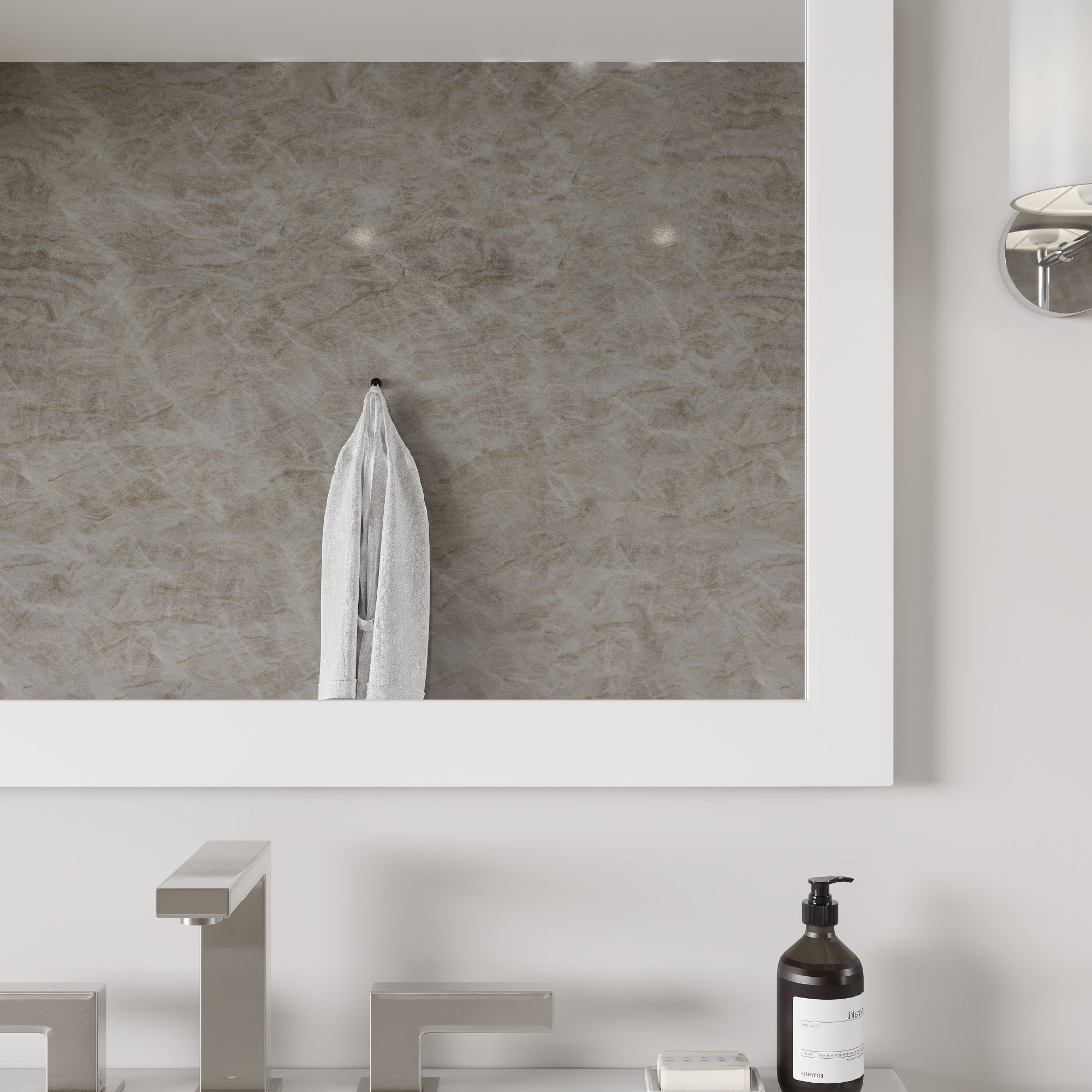 Eviva Sun 36" x 30" Rectangular Matte White Wooden Framed Mirror