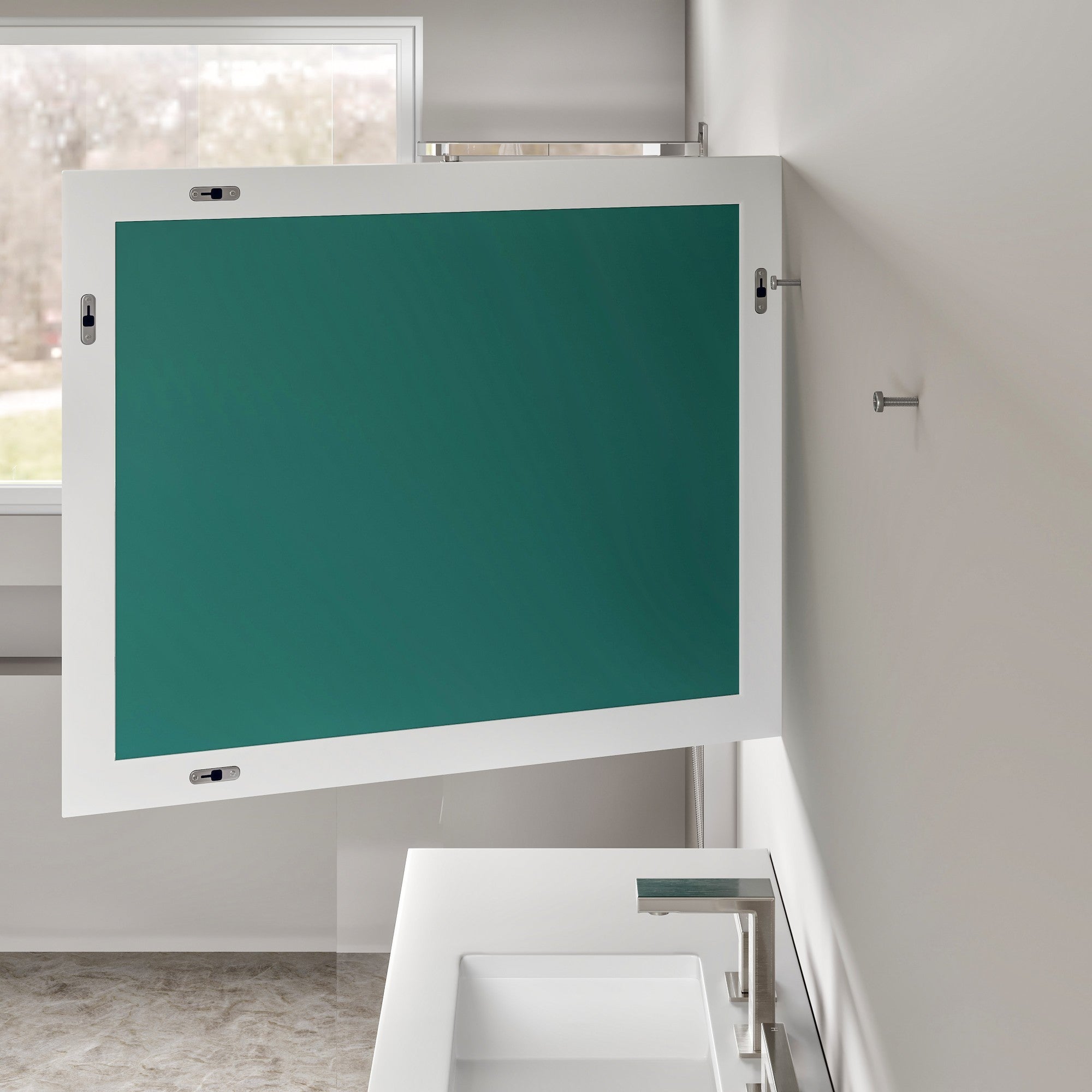 Eviva Sun 36" x 30" Rectangular Matte White Wooden Framed Mirror