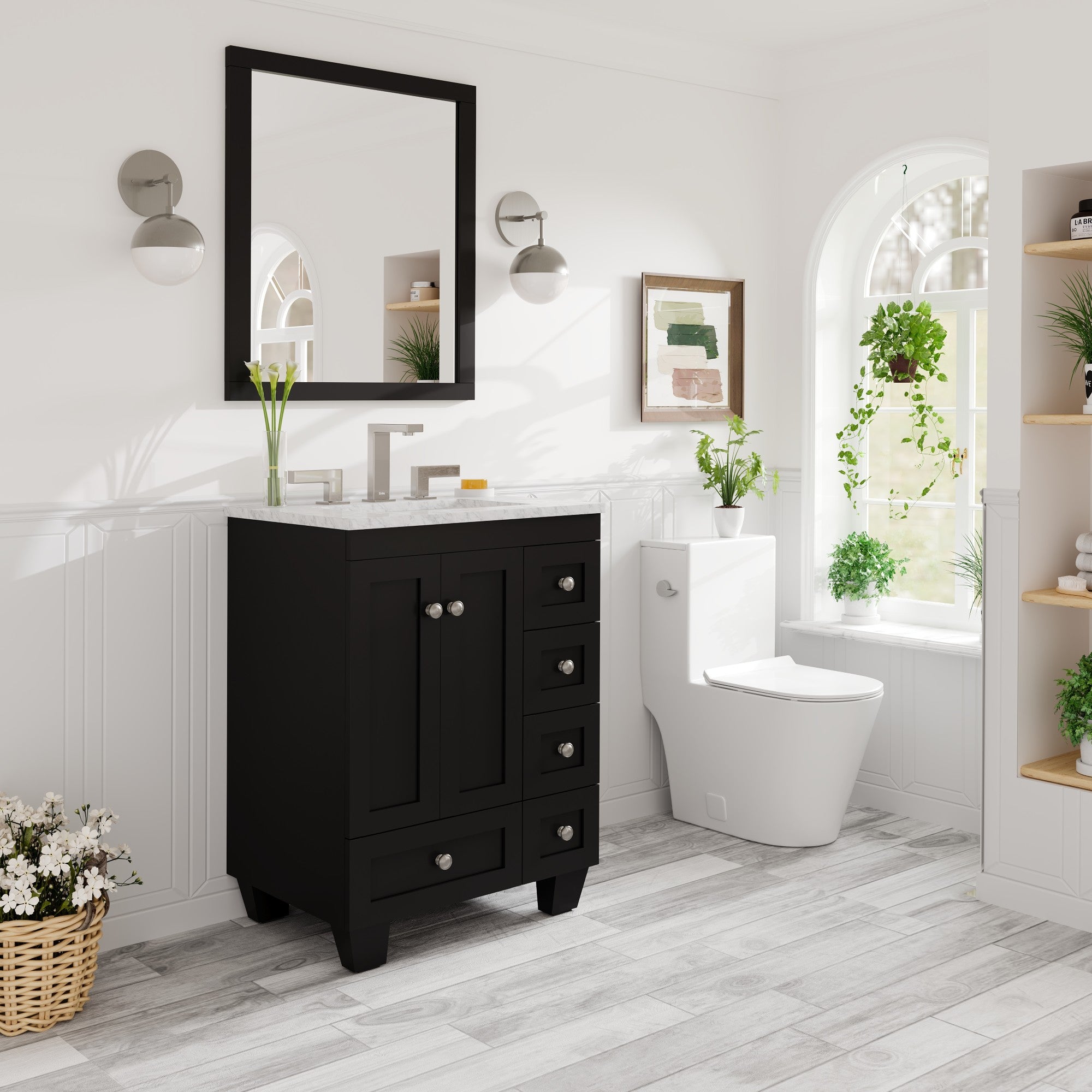 Acclaim 24 in. Espresso Single Sink Bath Vanity with Carrara Marble Top and Undermount Porcelain Sink