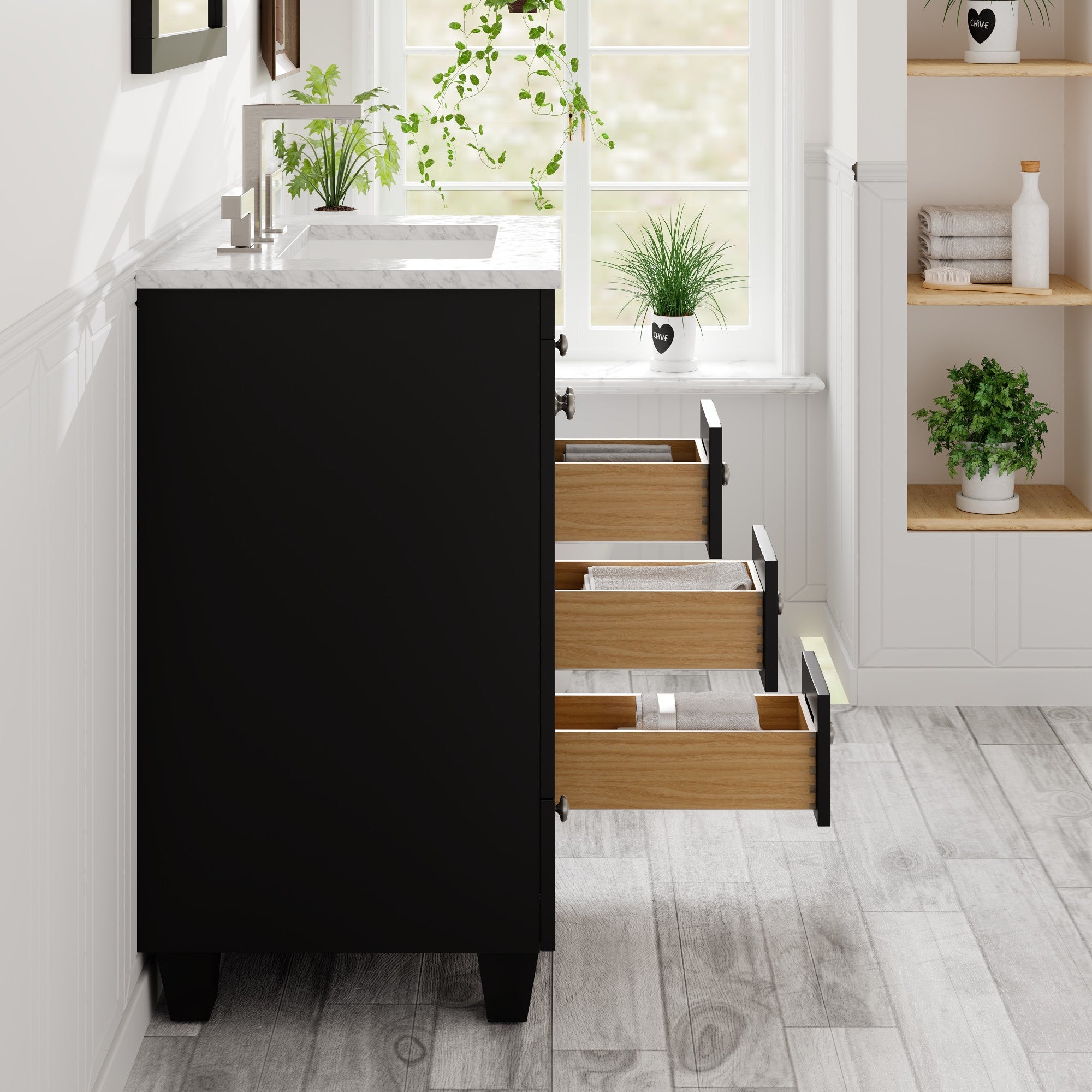 Acclaim 24 in. Espresso Single Sink Bath Vanity with Carrara Marble Top and Undermount Porcelain Sink