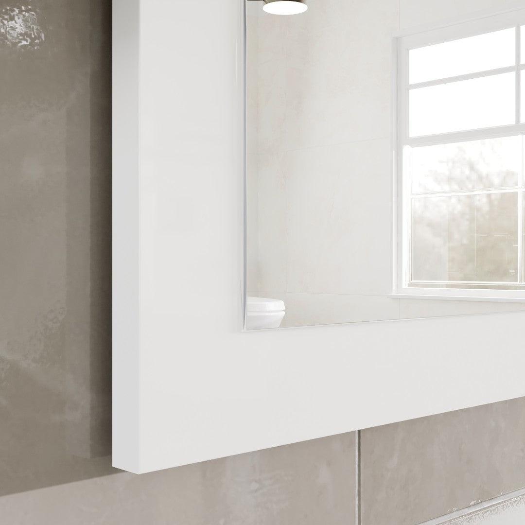 Eviva Sun 72" x 30" Rectangular White Wooden Framed Mirror