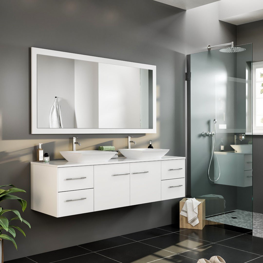 Eviva Sun 60" x 30" Rectangular White Wooden Framed Mirror - Mirror by Eviva