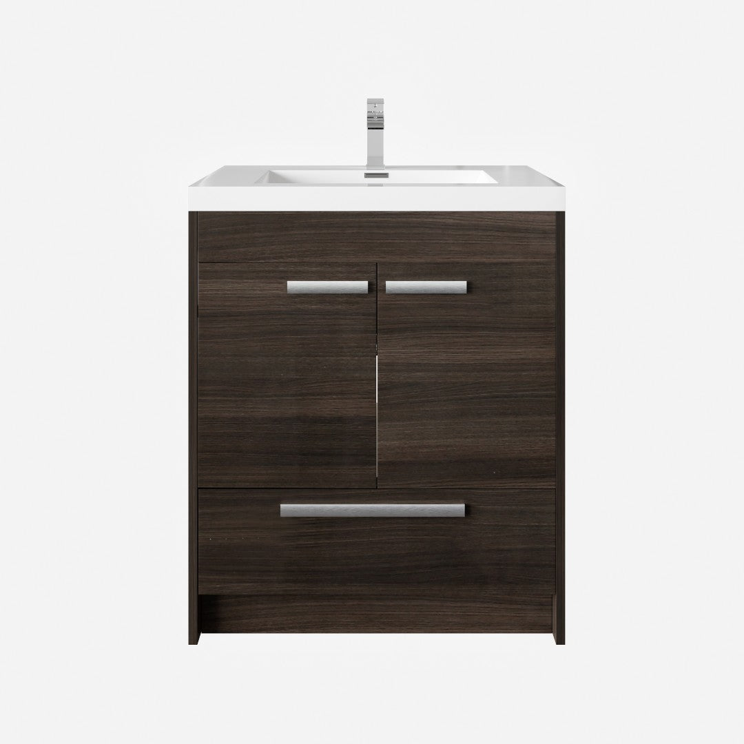 Lugano 24 in. Gray Oak Single Sink Bath Vanity with Acrylic Top and Integrated Sink