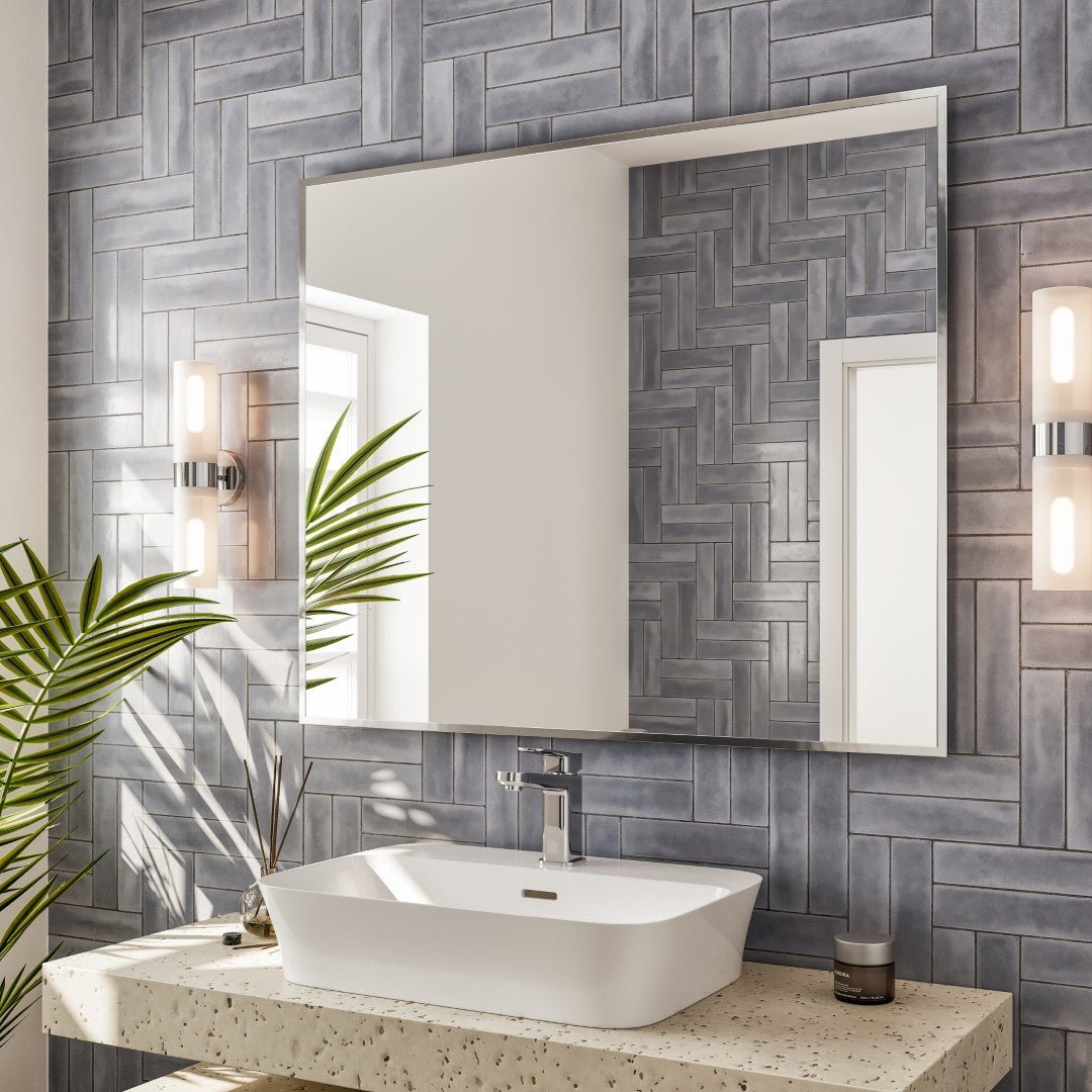 Eviva Sax 36" x 30" Rectangular Chrome Metal Framed Mirror - Mirror by Eviva