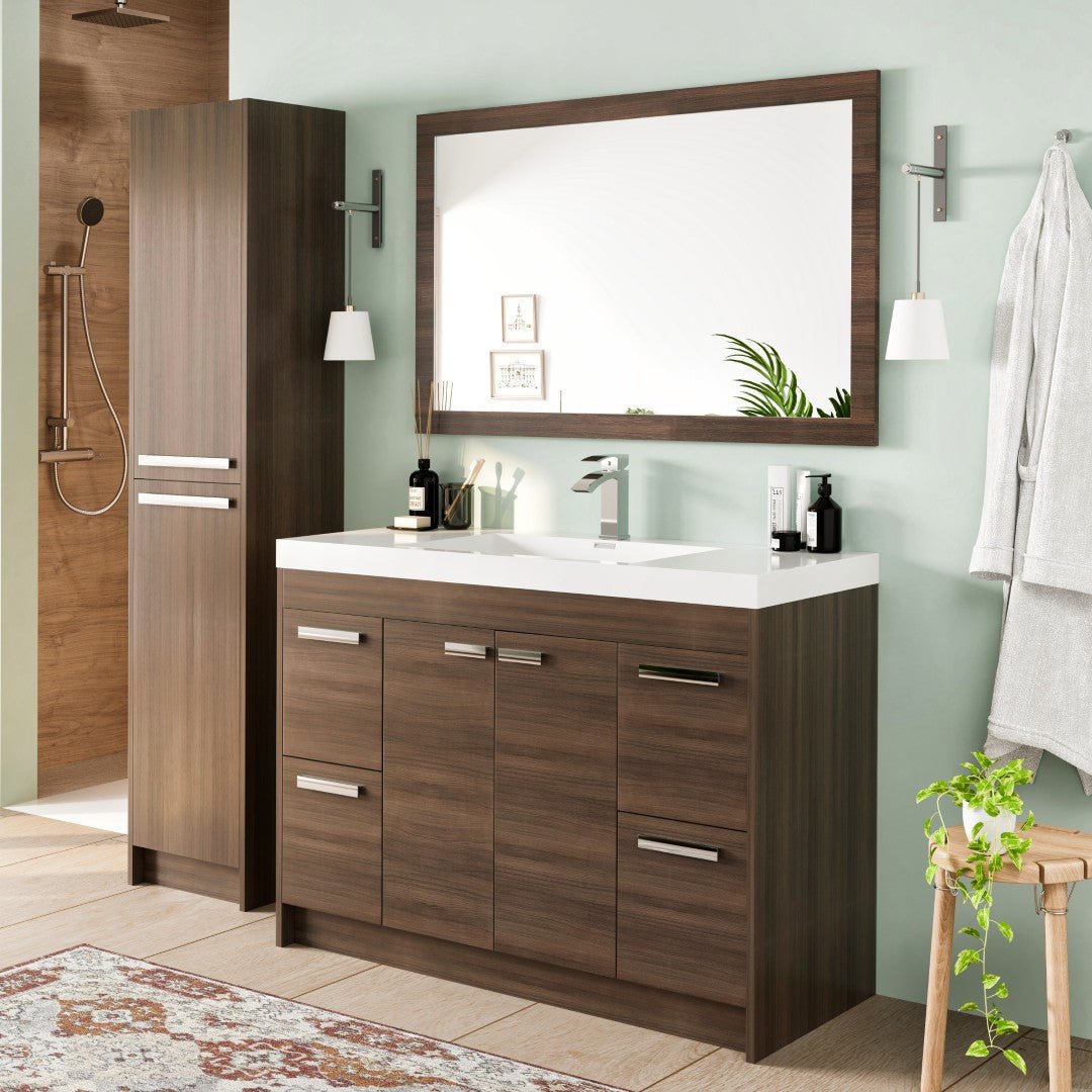 Eviva Sun 48" x 32" Rectangular Gray Oak Wooden Framed Mirror - Mirror by Eviva