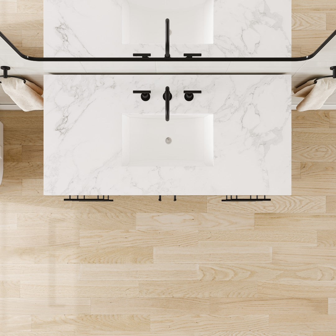 Graham 48 in. Oak Single Sink Bath Vanity with Arabescato Engineered Stone Top and Undermount Porcelain Sink