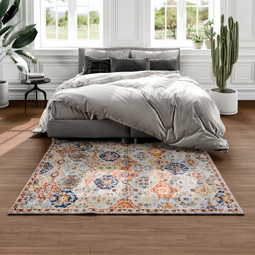 Eviva Blossom 5' x 7' Ikat Multicolor Rug