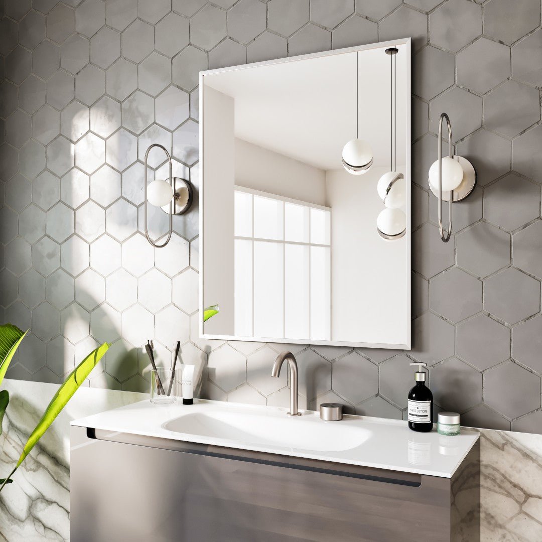 Eviva Sax 24" x 30" Rectangular Chrome Metal Framed Mirror - Mirror by Eviva