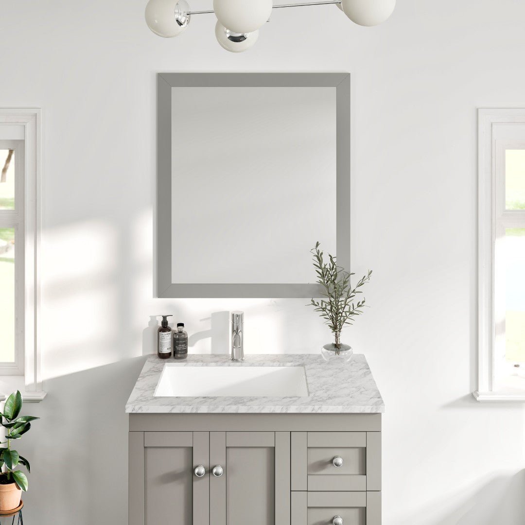 Eviva Acclaim 30" x 35" Rectangular Gray Wooden Framed Mirror - Mirror by Eviva