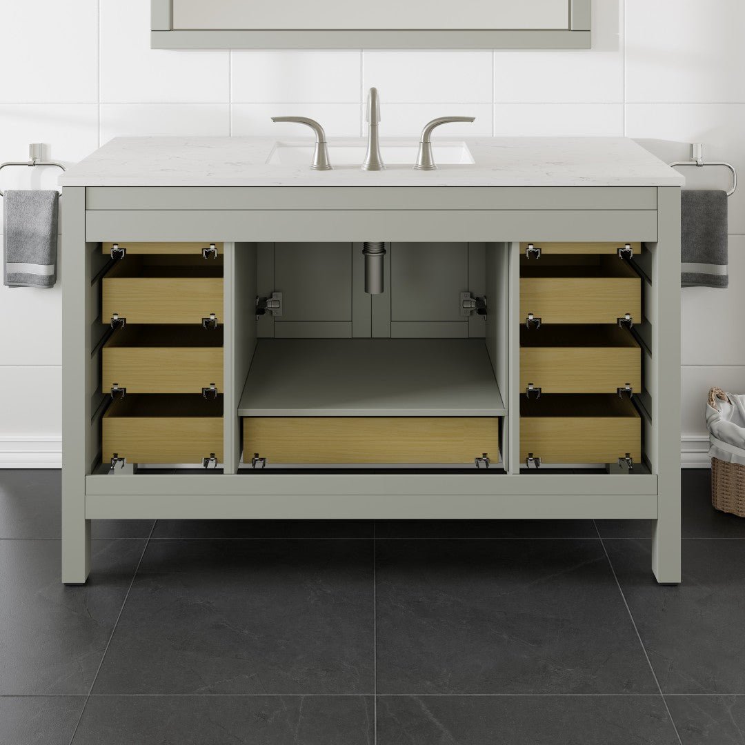 Aberdeen 54 in. Gray Single Sink Bath Vanity with Carrara Quartz Top and Undermount Porcelain Sink - Bathroom Vanity by Eviva