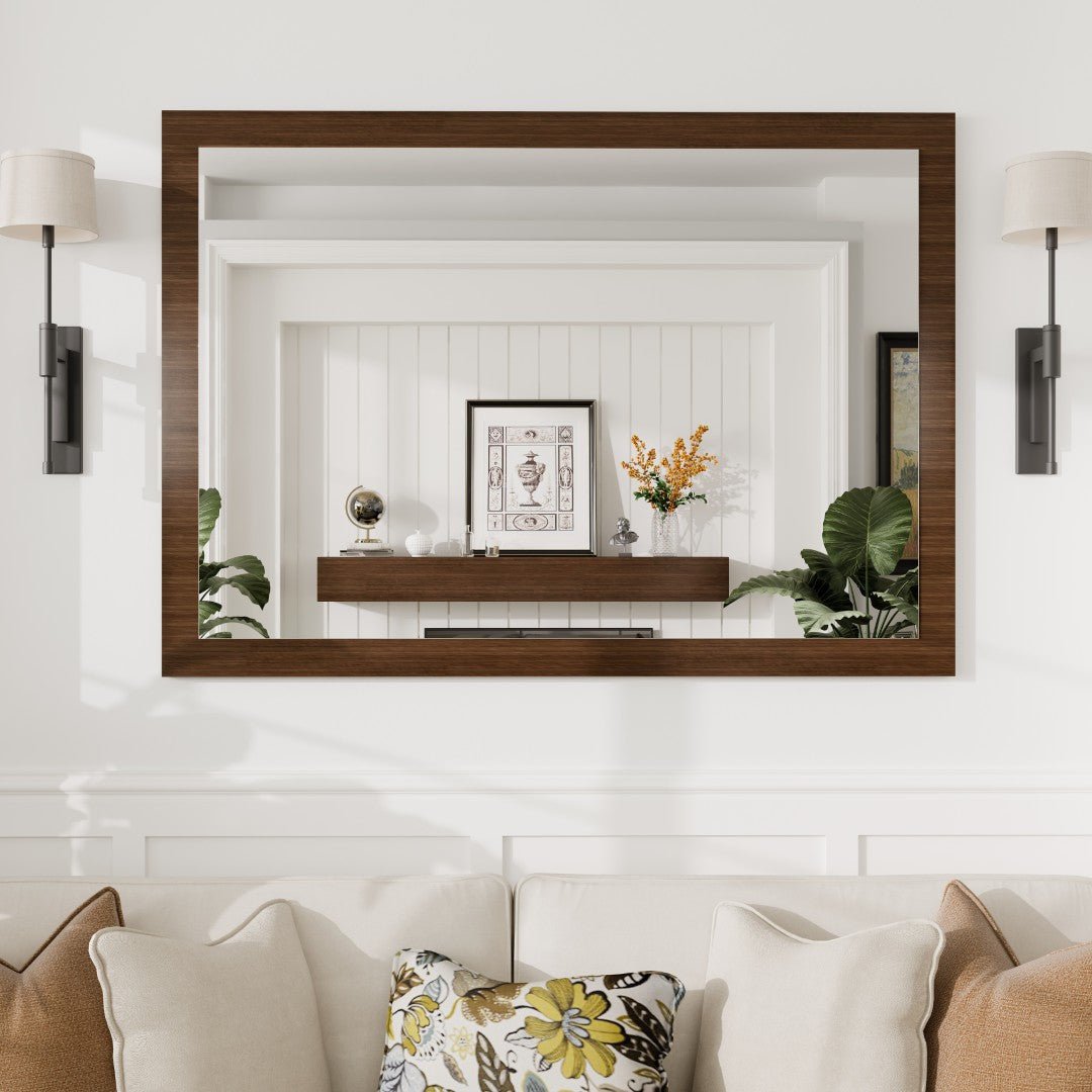 Eviva Reflection 42" x 32" Rectangular Gray Oak Wooden Framed Mirror - Mirror by Eviva