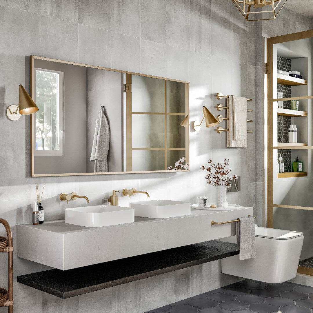 Eviva Gold 60" x 30" Rectangular Gold Metal Framed Mirror