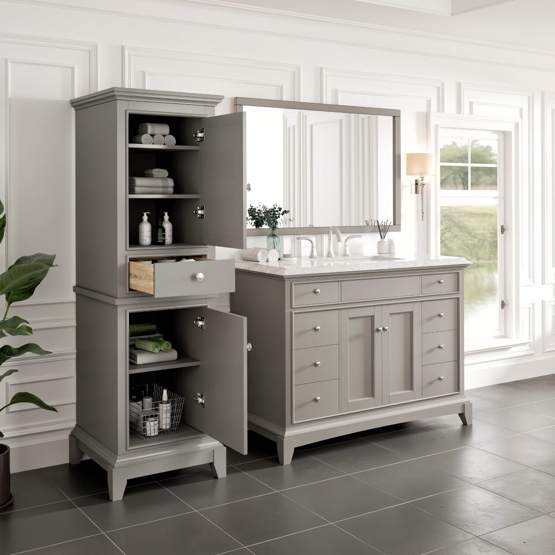 Eviva Elite Stamford 21 in. W x 18 in. D Gray Freestanding Linen Cabinet - Bathroom Cabinet by Eviva