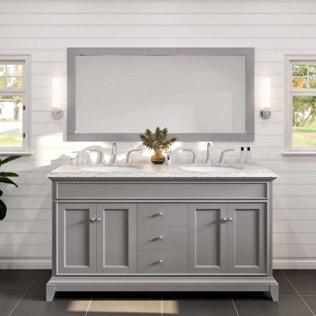 Eviva Aberdeen 72" x 30" Rectangular Gray Wooden Framed Mirror - Mirror by Eviva