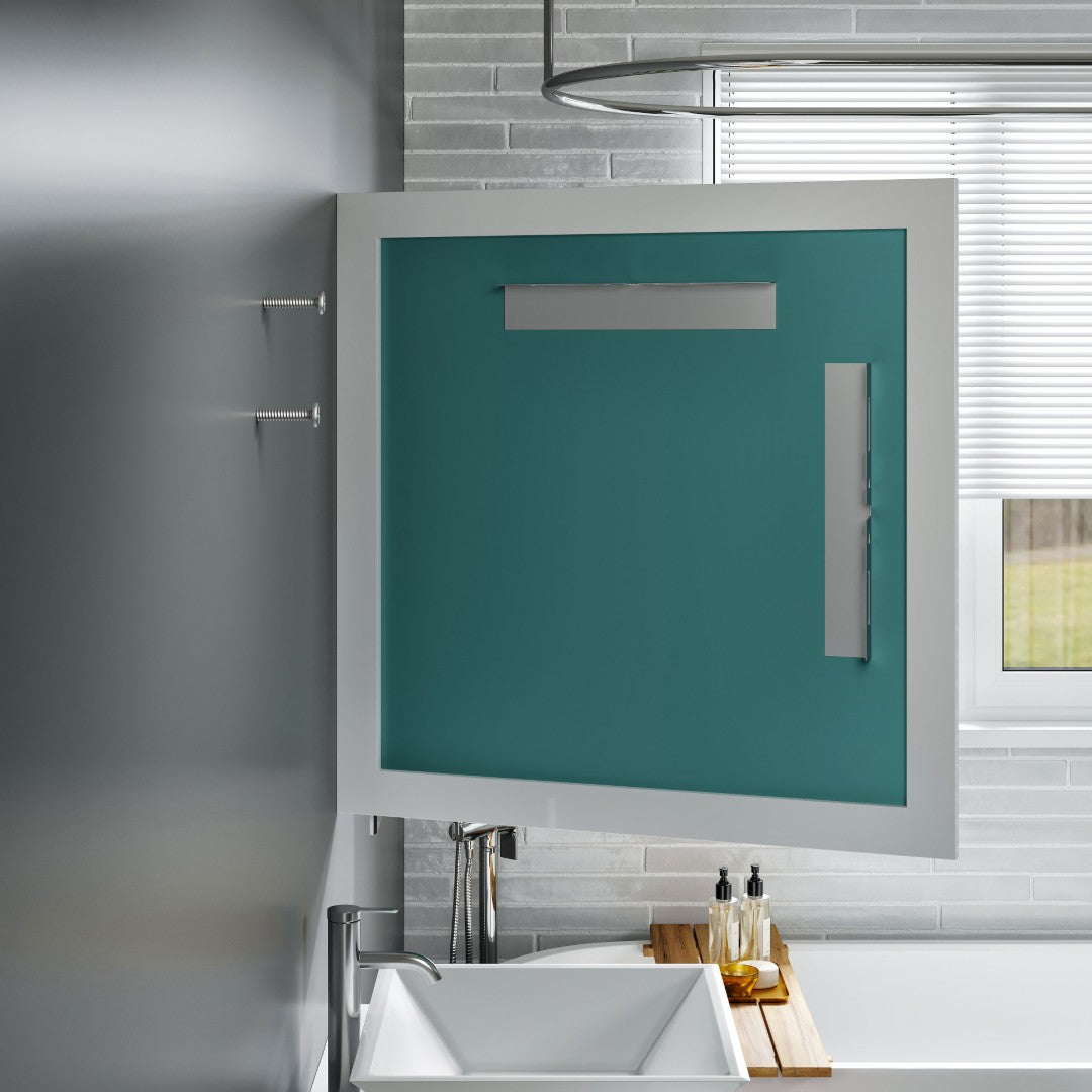 Eviva Sun 30" x 30" Square White Wooden Framed Mirror
