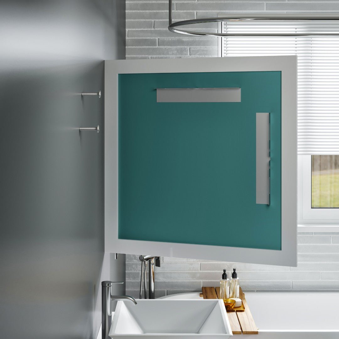 Eviva Sun 30" x 30" Square White Wooden Framed Mirror - Mirror by Eviva