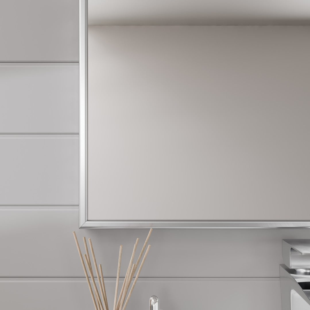 Eviva Vista 24" x 30" Rectangular Brushed Nickel Metal Framed Mirror