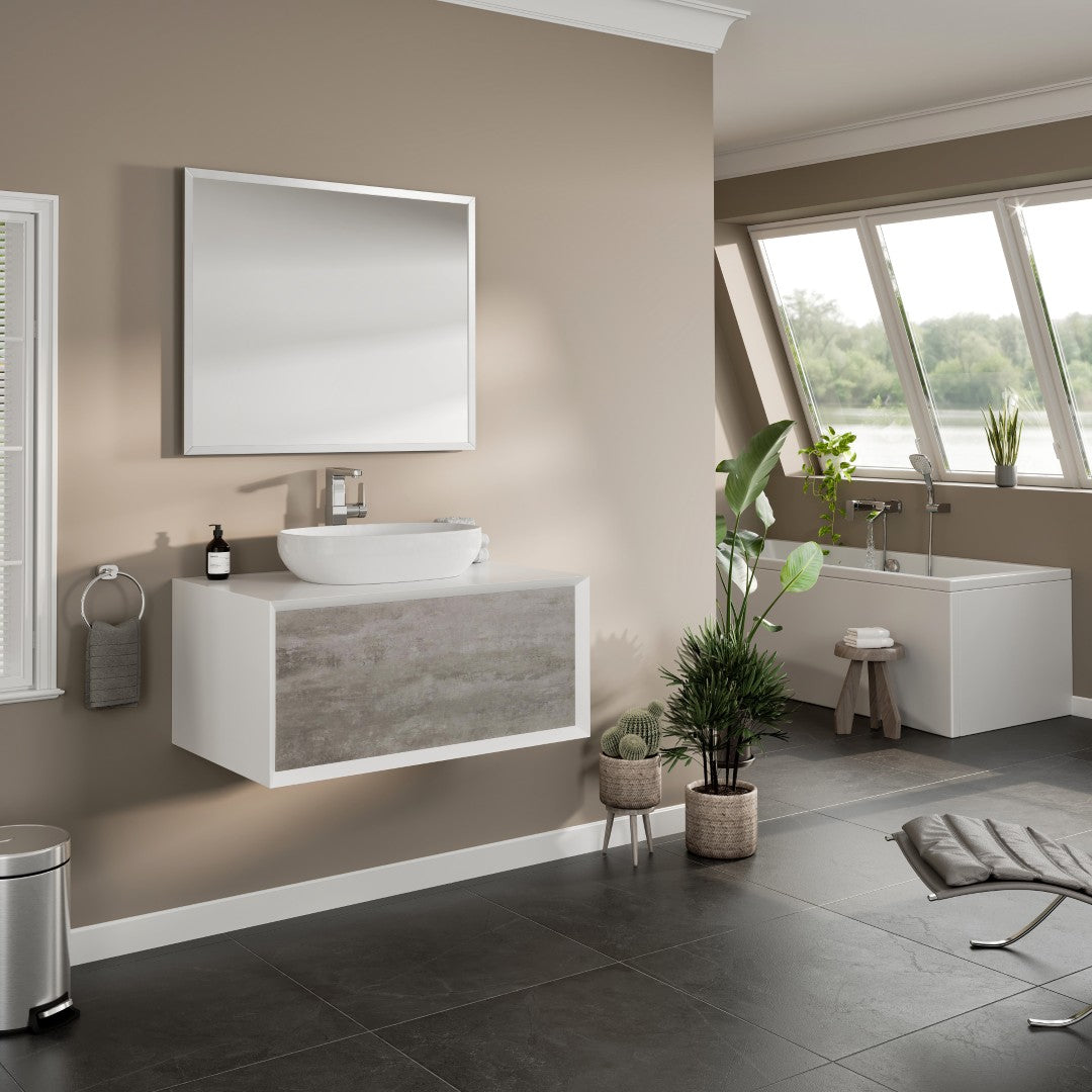 Eviva Vista 36" x 30" Rectangular Brushed Nickel Metal Framed Mirror