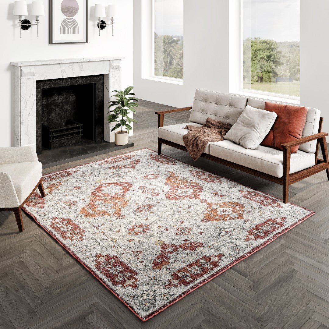 Eviva Mosaic 5' x 7' Damask Multicolor Rug - Rug by Eviva