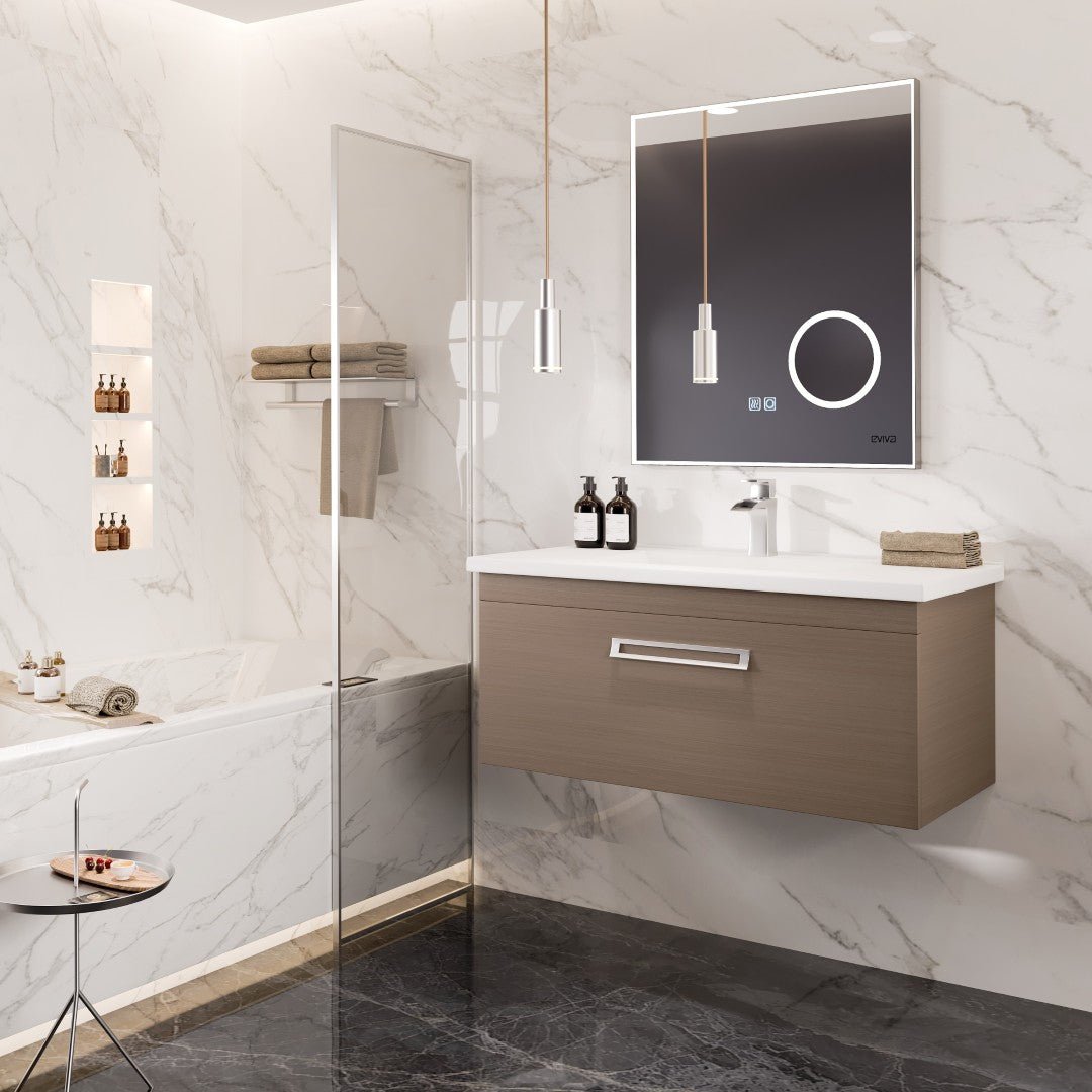 Orleans 38 in. Wenge Wall Mount Single Sink Bath Vanity with Porcelain Top and Integrated Sink - Bathroom Vanity by Eviva