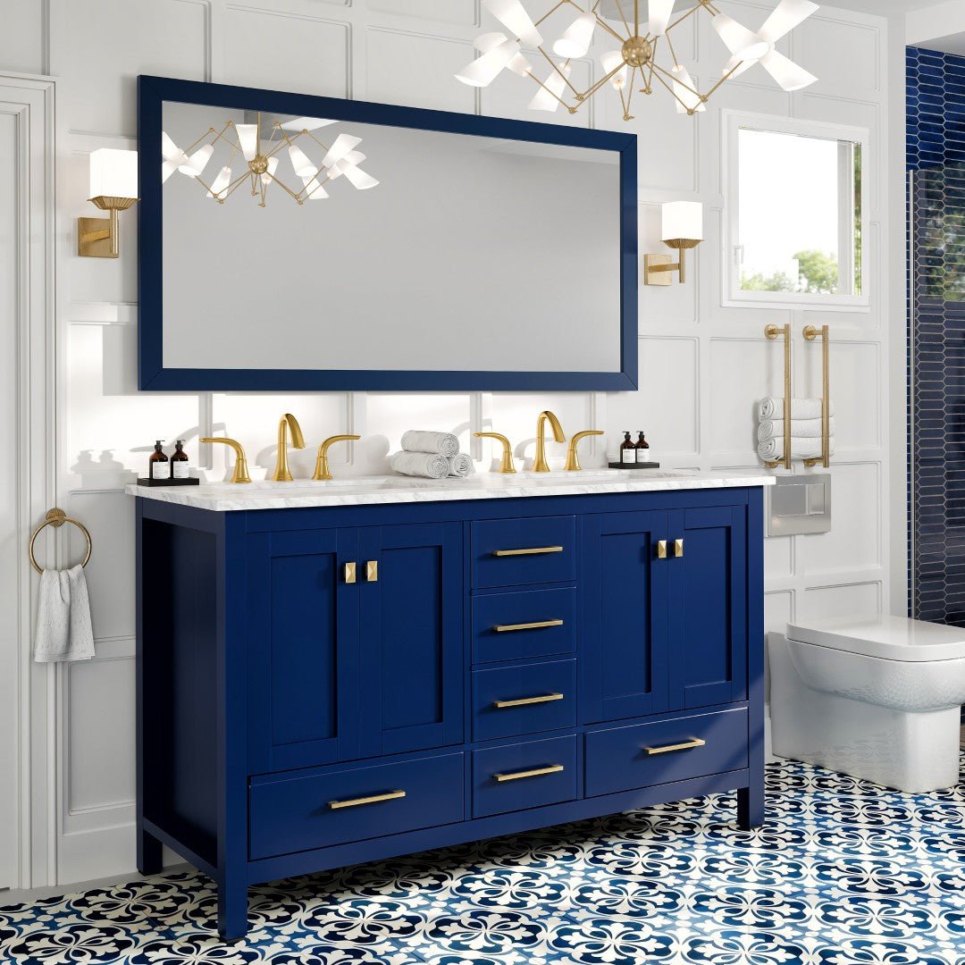 Eviva Acclaim 60" x 30" Rectangular Blue Wooden Framed Mirror - Mirror by Eviva