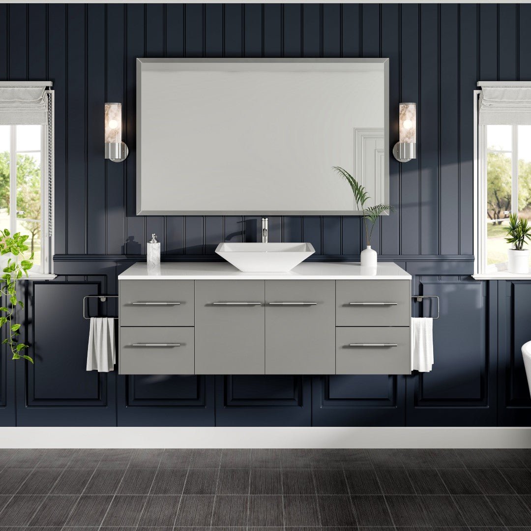 Eviva Sax 48" x 30" Rectangular Brushed Nickel Metal Framed Mirror - Mirror by Eviva