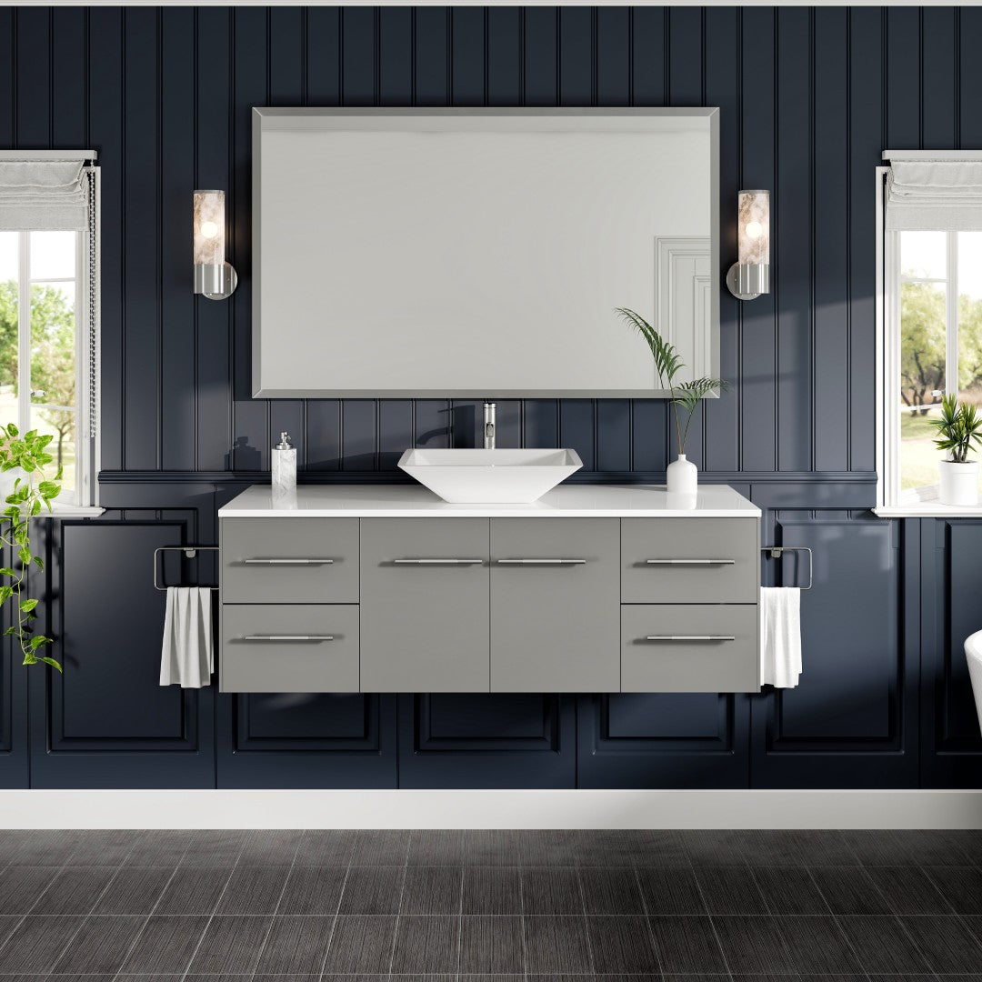 Eviva Vista 48" x 30" Rectangular Brushed Nickel Metal Framed Mirror