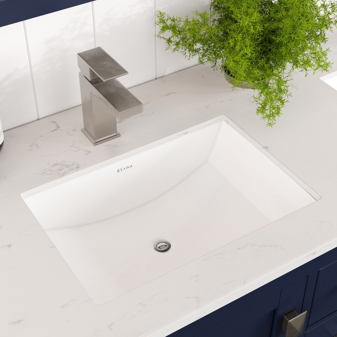 London 54 in. Blue Double Sink Bath Vanity with Carrara Quartz Top and Undermount Porcelain Sinks - Bathroom Vanity by Eviva