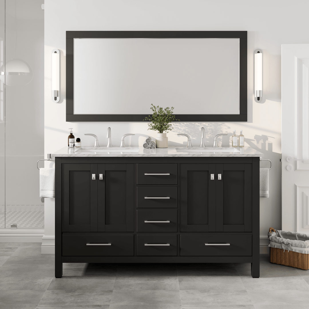Eviva Aberdeen 60" x 30" Rectangular Espresso Wooden Framed Mirror - Mirror by Eviva