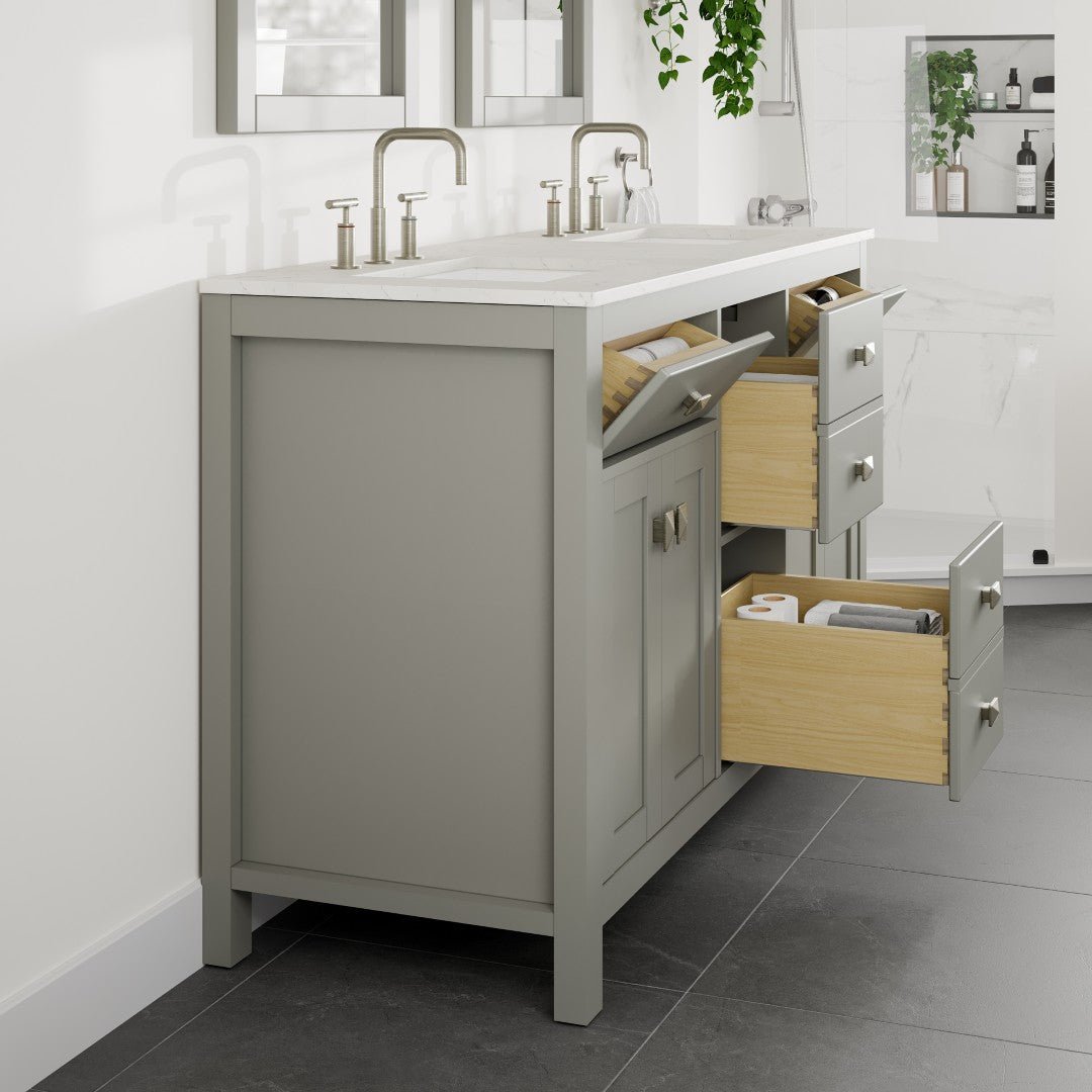 Artemis 60 in. Gray Double Sink Bath Vanity with Engineered Top and Undermount Porcelain Sinks - Bathroom Vanity by Eviva