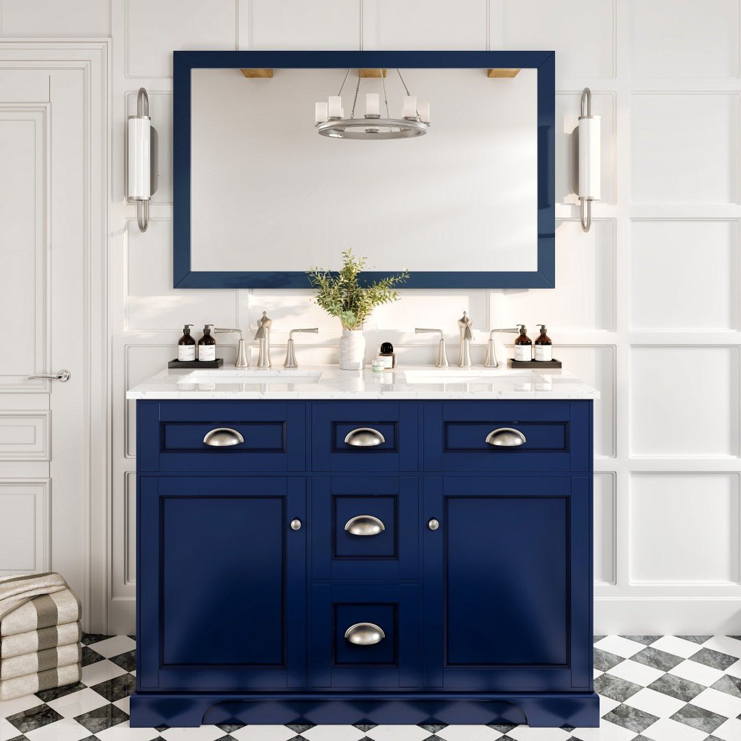 Eviva Acclaim 42" x 30" Rectangular Blue Wooden Framed Mirror - Mirror by Eviva